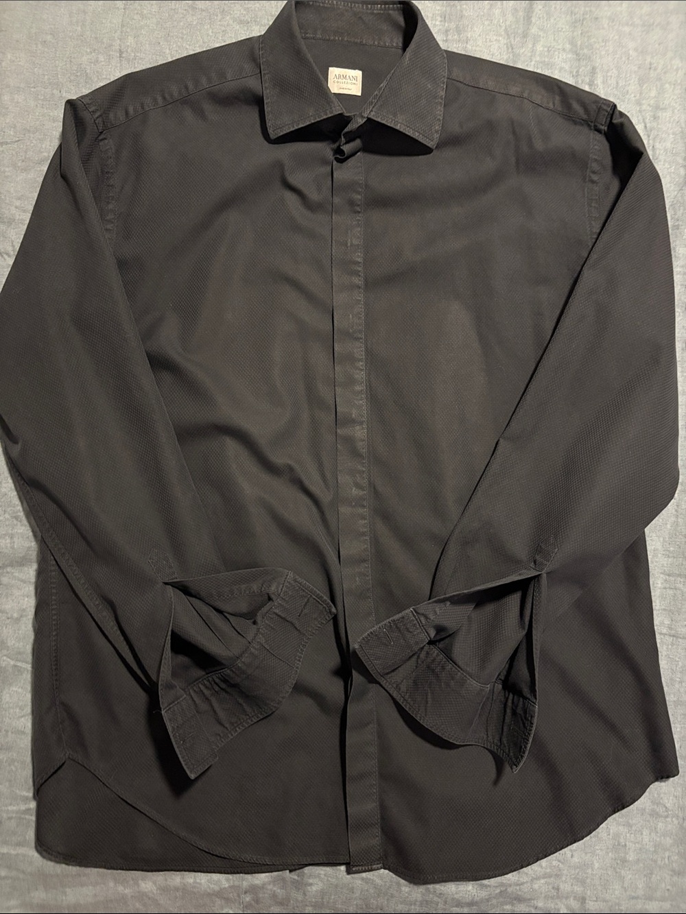 Armani Collezioni Men's Black Long-Sleeve Dress Shirt